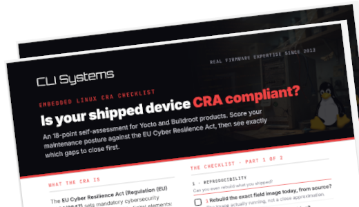 Cover of the Embedded Linux CRA Readiness Checklist PDF